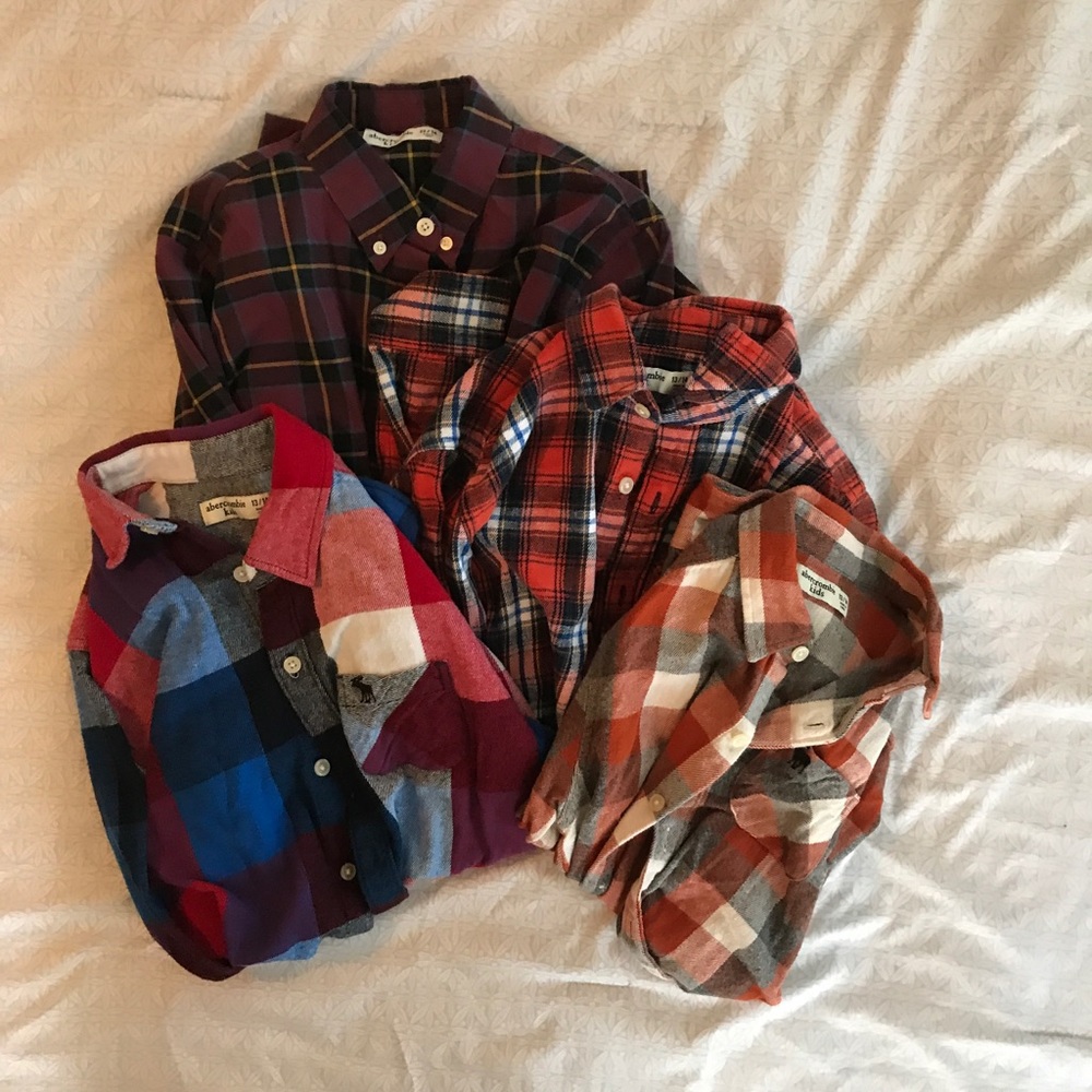 LOT- 4 Abercrombie Boys Flannel Shirts